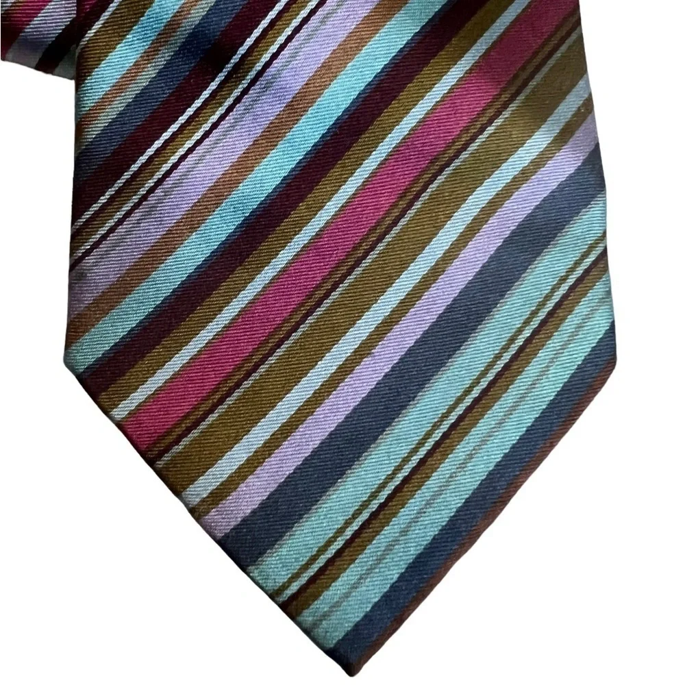 NWT J. Crew multicolored diagonal striped tie, deep tones purple khaki blue